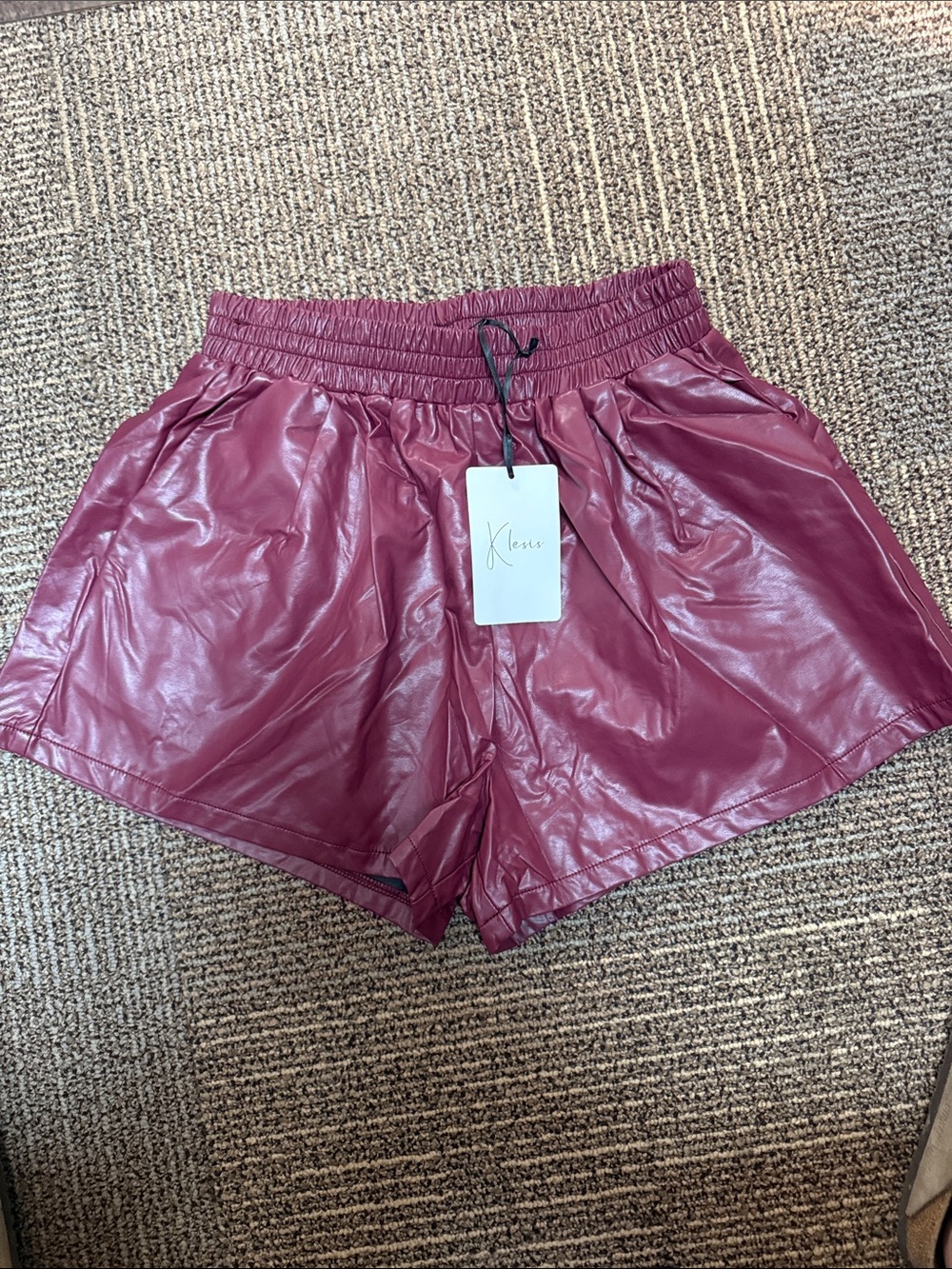 Boutique Women's Faux Leather Shorts - Burgundy
